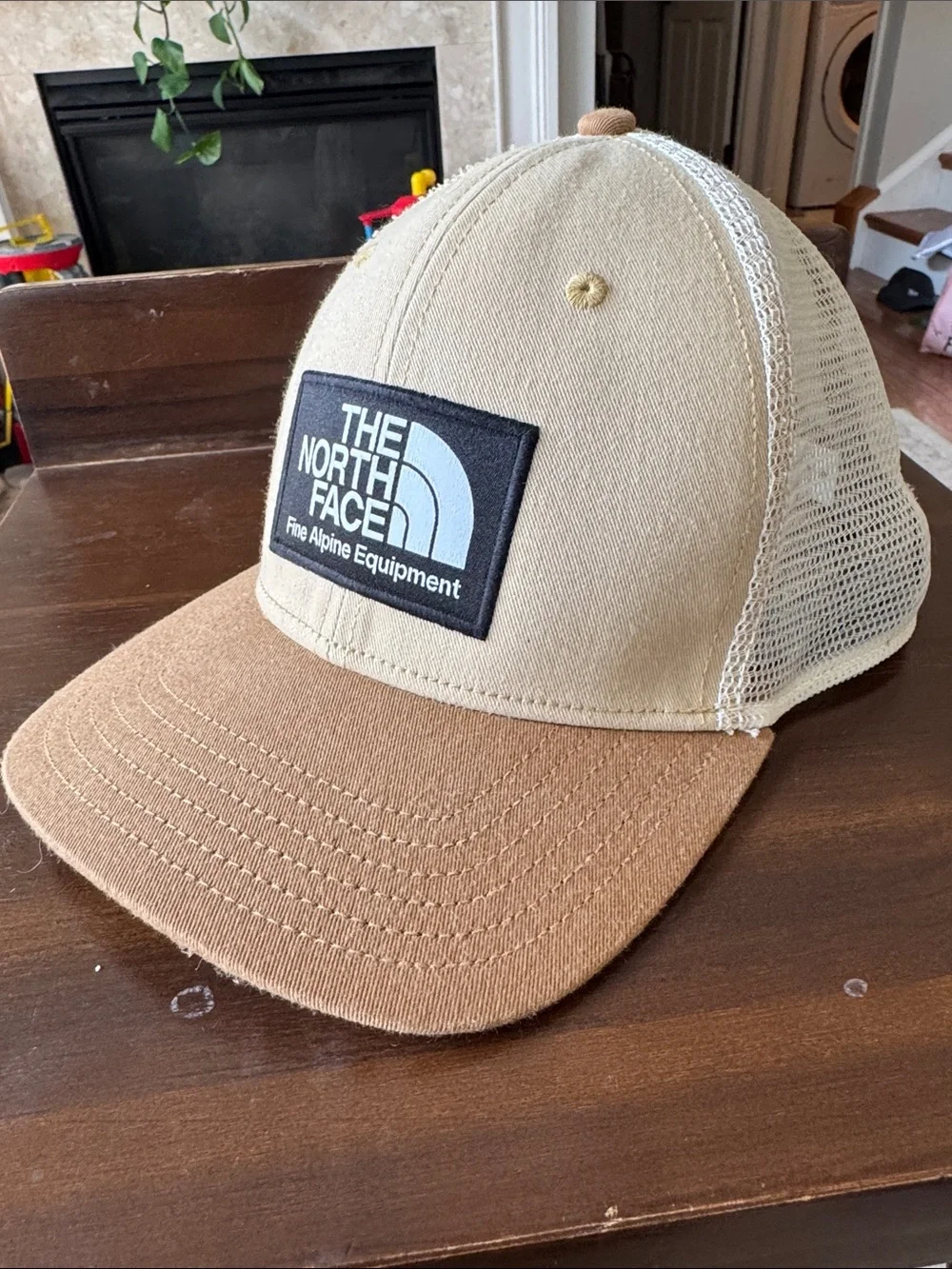 The North Face Beige and Brown Mesh Trucker Hat